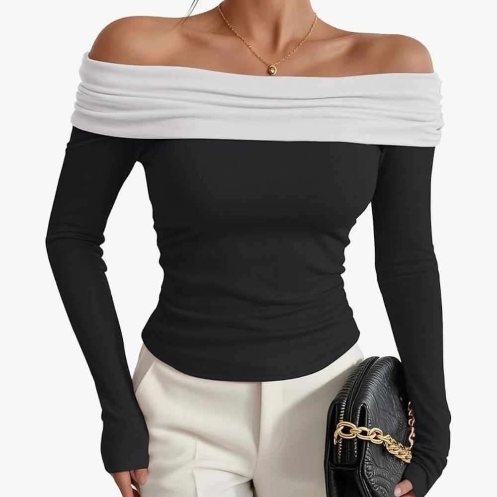 Off-Shoulder Black and White Top